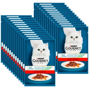 Purina Gourmet Perle kaķu barība mini fileja mērcē ar liellopu gaļu un burkāniem 26x85 g