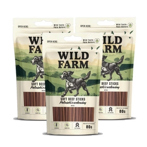WILD FARM liellopu gaļas nūjiņas 80g suņu našķi