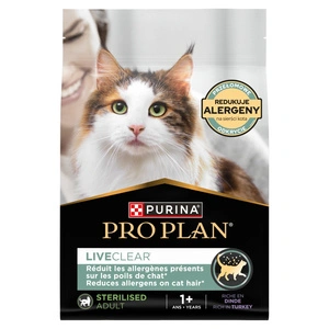 PRO PLAN LiveClear Barība pieaugušiem kaķiem pēc sterilizācijas, bagāta ar tītara gaļu, 2,8 kg