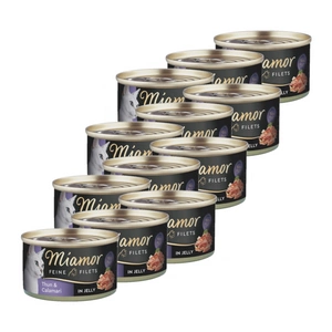 Miamor Feine Filets in jelly - mitrā kaķu barība ar tunci un kalmāriem 100g bundža