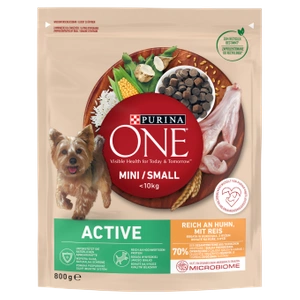PURINA ONE Mini Active Chicken, Rice - sausā suņu barība - 800g