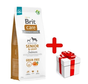 BRIT CARE Dog Grain-free Senior &amp; Light Salmon 12kg + STAGMENA SUŅIEM
