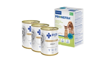 Virbac Pronefra 180ml + ENZO VET Urinary pret urīnceļu slimībām ar vistu suņiem 3x400g