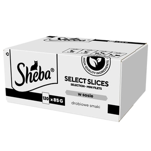 SHEBA Selection Selection Select Slīss Mājputnu gaļas garšas paciņas 120x85 g - pilnvērtīga barība pieaugušiem kaķiem, mērcē