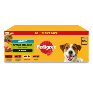 PEDIGREE® Adult mitrā barība pieaugušiem suņiem, Izvēles garšas mērcē, 80 x 100 g