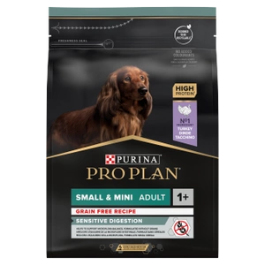 PRO PLAN Sensitive Digestion Small & Mini Adult barība pieaugušajiem, bagāta ar tītaru gaļu 2,5kg