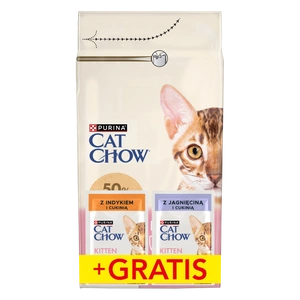 PURINA Cat Chow Kitten barība ar vistas gaļas piedevu 1,5kg + 2 paciņas BEZMAKSAS