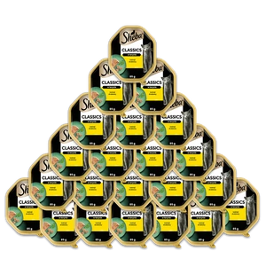 SHEBA Classics paplāte 85 g - mitrā pilnvērtīga barība pieaugušiem kaķiem, mājputnu kokteilis, terīnā