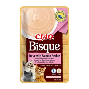 INABA Cat Ciao Bisque - tunča un laša garšas papildbarība kaķiem 40g