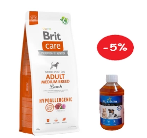 BRIT CARE Dog Hypoallergenic Adult Medium Breed Lamb 12kg + LAB V Laša eļļa suņiem un kaķiem 500ml 5% IZSLĒGTS