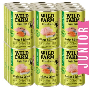 WILD FARM Premium Grain Free Turkey and Salmon Junior 400g - barība kaķēniem bez graudiem