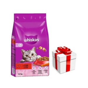 WHISKAS Adult 3,8 kg - sausa pilnvērtīga barība pieaugušiem kaķiem, ar gardu liellopu gaļu