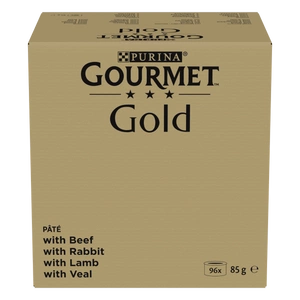 Purina Gourmet Gold Mousse mix 96x85g (liellopu gaļa, truša gaļa, jēra gaļa, teļa gaļa)