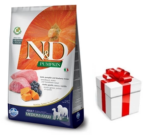Farmina N&amp;D Pumpkin Grain Free LAMB &amp; BLUEBERRY ADULT MEDIUM &amp; MAXI 12kg + STAIGMENA SUŅIEM