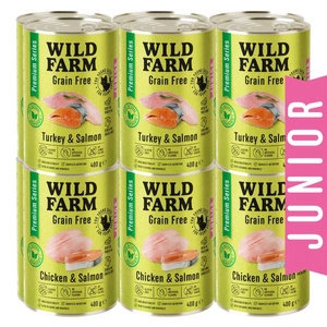 WILD FARM Premium Grain Free Turkey and Salmon Junior 400g - barība kaķēniem bez graudiem