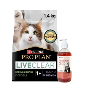 PRO PLAN LiveClear Barība pieaugušiem kaķiem pēc sterilizācijas, bagāta ar tītara gaļu, 1,4 kg