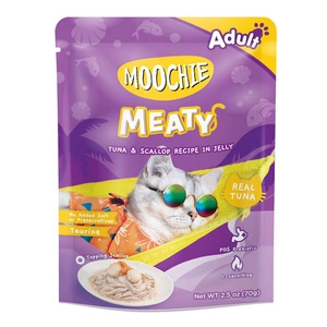 MOOCHIE Tuna & Scallop In Jelly 70g mitrā barība kaķiem (Tunzivs un ķemmīšgliemenes želejā)