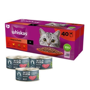 WHISKAS Adult Potrawka 40x85g Mājputnu garša - mitrā kaķu barība želejā (vistas, pīles, mājputnu, tītara) paciņā