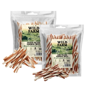 WILD FARM Sviestmaize ar jēra gaļu un mencu 500g suņu našķi