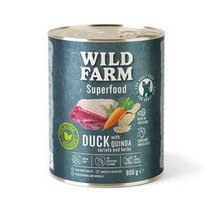 WILD FARM Superfood Duck (Pīle ar kvinoju, burkāniem un garšaugiem) 800g barība suņiem bez graudiem