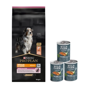 Purina Pro Plan Medium & Large 7+ Sensitive Optiderma, laši un rīsi 14kg