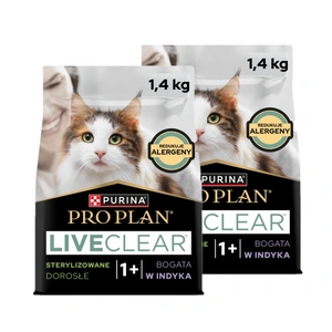 PRO PLAN LiveClear Barība pieaugušiem kaķiem pēc sterilizācijas, bagāta ar tītara gaļu, 1,4 kg