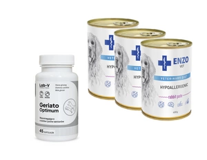 ENZO VET Hipoalerģiska barība ar trušiem suņiem 3x400g + LAB-V Geriato Optimum 45 kapsulas