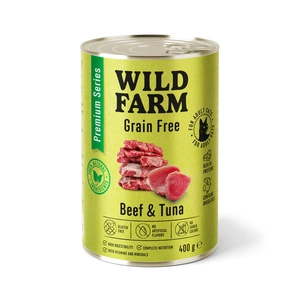 WILD FARM Premium Grain Free Beef and Tuna 400g - barība kaķiem bez graudiem