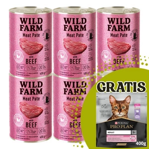 WILD FARM Paēte ar liellopu gaļu 400g - bezglutēna barība kaķiem