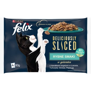 FELIX Deliciously Sliced Fish Flavours Wet Cat Food 4x80g