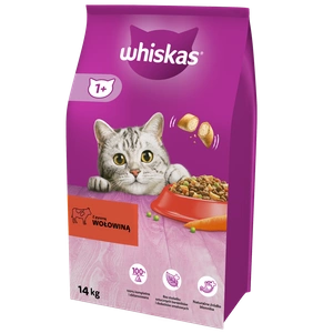 WHISKAS Adult 14kg - sausā kaķu barība ar liellopu gaļu un dārzeņiem