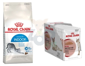 ROYAL CANIN Indoor 10kg + ROYAL CANIN Instinctive + 7 konservi 12x85g (mērce)