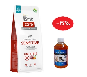BRIT CARE Grain-free Sensitive Venison 12kg + LAB V Laša eļļa suņiem un kaķiem 500ml 5% LĒTĀK