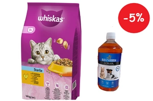 WHISKAS Sterile 14kg - sausā barība kaķiem pēc sterilizācijas, ar vistas gaļu