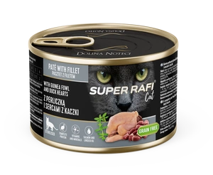 DOLINA NOTECI Super Rafi Cat P&F ar pērļu vistiņu un pīļu sirsniņām sterilizētiem kaķiem 185g