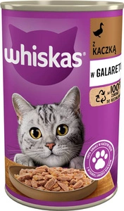 WHISKAS Adult bundža 400g - mitrā kaķu barība ar pīli želejā