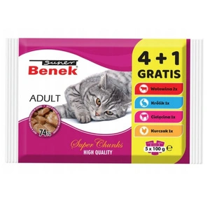 Super Benek Kaķu barības maisiņš Adult 5x100g (4+1 BEZMAKSAS)