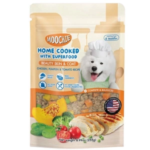 MOOCHIE HOME COOKED Beauty Skin & Coat - Chicken, Pumpkin & Tomato 255g suņiem (recepts ar vistu, ķirbi un tomātiem)