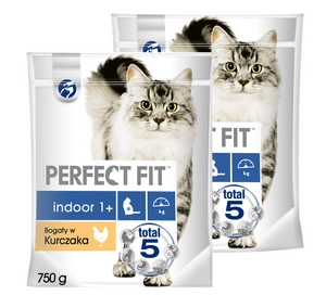 PERFECT FIT (Indoor 1+) 750g Vistas gaļas bagāta sausā barība kaķiem, kas dzīvo telpās