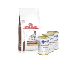 ROYAL CANIN Fibre Response kuņģa un zarnu uzturs suņiem 2kg + ENZO VET zarnu diēta suņiem ar jēra gaļu 3x400g