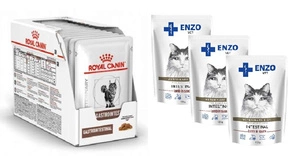 ROYAL CANIN Gastro Intestinal 12x85g maisiņā (šķēles mērcē) + ENZO VET Intestine ar jēra gaļu mērcē kaķiem 3x100g