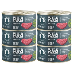 WILD FARM Mousse Beef 85g - putas bez graudiem kaķiem