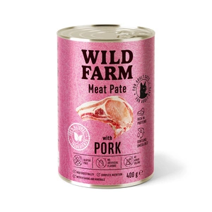 WILD FARM Paēte ar cūkgaļu 400g - bezglutēna barība kaķiem