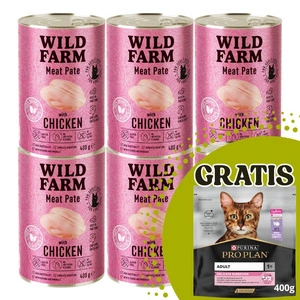 WILD FARM Paēte ar vistas gaļu 400g - bezglutēna barība kaķiem