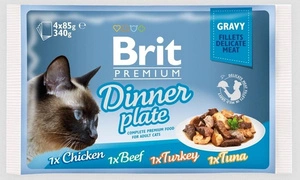 Brit cat pouch gravy fileju vakariņu plate 340g (4x85g)