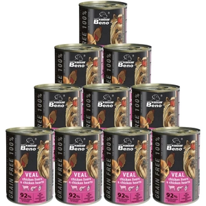 Super Beno PIES bezzbożowe kąski z cielęciną, wątróbką drobiową i sercami drobiowymi w sosie 415g