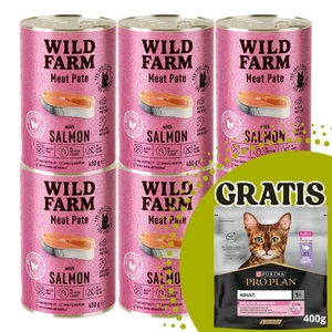 WILD FARM Pastēte ar lasi 400g - bezglutēna barība kaķiem