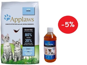 Applaws Kitten Kitten Chicken sausa kaķu barība 7,5kg + LAB V Laša eļļa suņiem un kaķiem 500ml