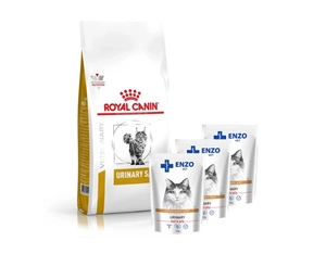 ROYAL CANIN Urinary S/O LP34 1,5kg + ENZO VET urīns ar liellopu gaļas želeju kaķiem 3x100g