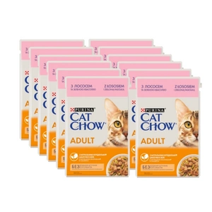 PURINA Cat Chow Pieaugušo kaķu barība ar lasi un zaļajām pupiņām želejā 85g